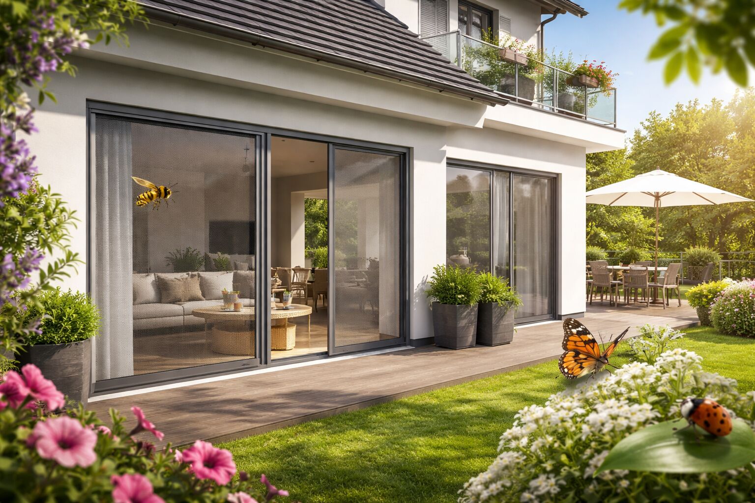 Terrassentüren mit effektivem Insektenschutz Schiebetüre