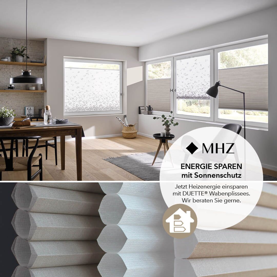 Wabenplissee von MHZ als energieeffizienter Sonnenschutz im Innenbereich